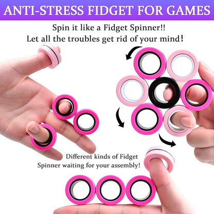 Cevioce 9 PCS Magnetic Ring Fidget Toys Set, ADHD Anxiety Magnetic Finger - Image 4