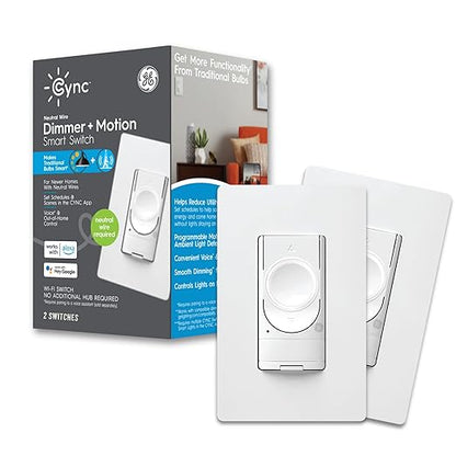 GE Lighting CYNC Smart Dimmer Light Switch + Motion Sensor, Neutral Wire by CYNCSmartHome