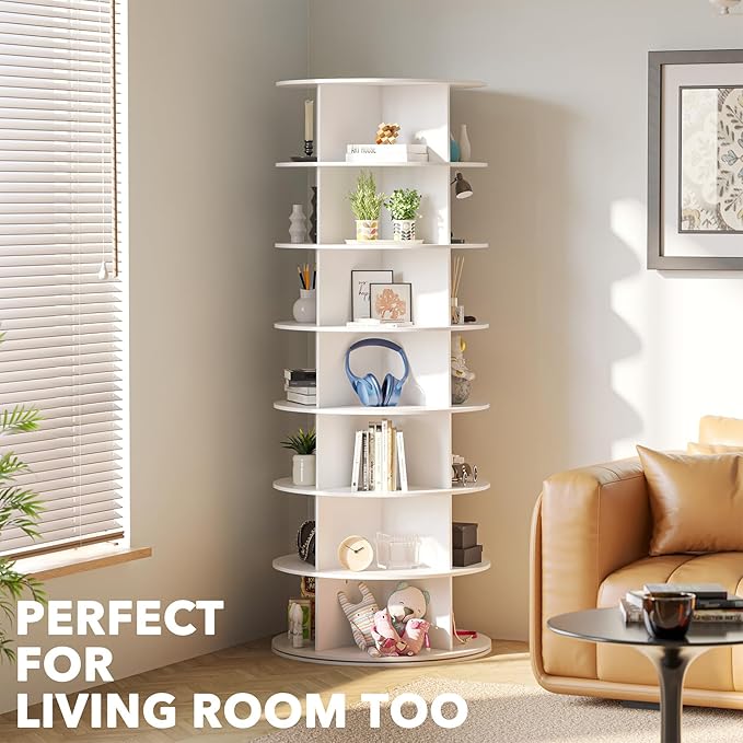 SpaceAid 7 Tier Rotating Shoe Rack Tower, Spinning Shoe Display Lazy Susan - Image 6