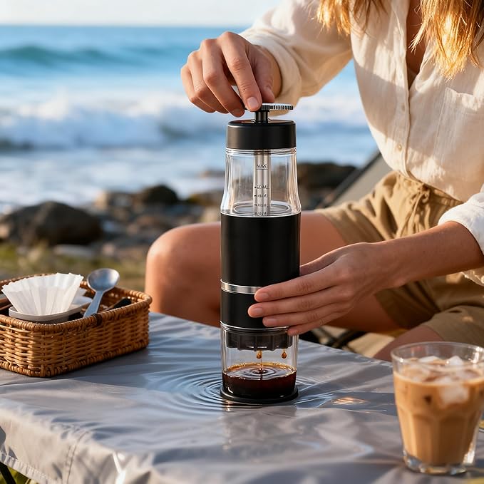 PIQUEBAR Portable Coffee Maker for Ground Coffee & Capsules, Small Espresso - Image 11