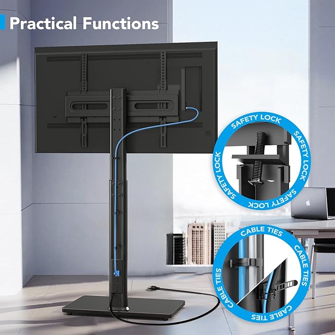 AX WABER Floor TV Stand with Power Outlet, Universal TV Stand Mount - Image 6