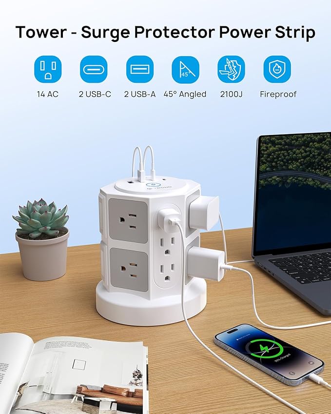 TROND Tower Surge Protector Power Strip - Image 2