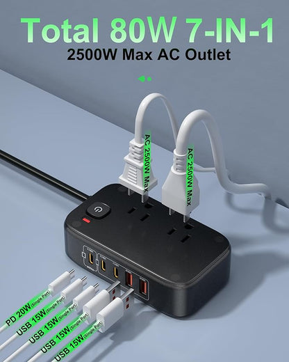 KWRNVO 5FT Travel Power Strip - Image 3
