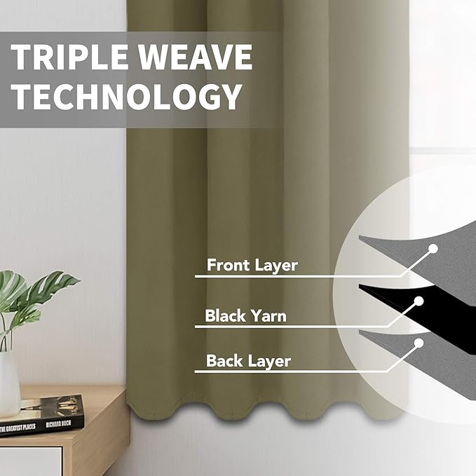 Easy-Going Blackout Curtains for Bedroom, Solid Thermal Insulated Grommet and - Image 3