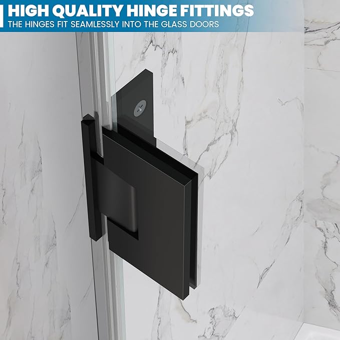 Bathroom Frameless Shower Door 34" W*72" H, 5/16" Clear Tempered Glass Hinged - Image 3