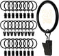 Ninsula 26 PCS Curtain Rings with Clips, Curtain Hooks for Drapes, Curtain Clips with Rings 1.26” Interior Diameter, Black Curtain Rings Fit up to 1 inch Curtain Rod