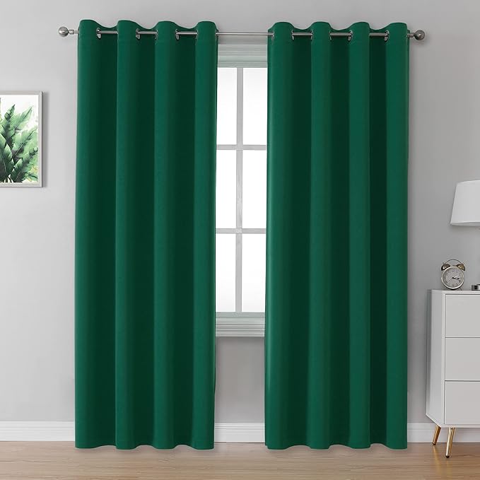 DUALIFE Dark Green Blackout Curtains by DUALIFE
