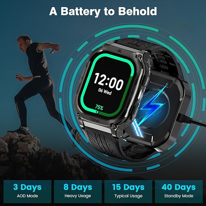 AMAZTIM Smart Watch, 60 Days Extra-Long Battery, 50M Waterproof, Rugged - Image 4