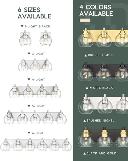 METWET Bathroom Light Fixtures, 6 Light Brushed Nickel Vanity Light, 38 Inch - Image 7