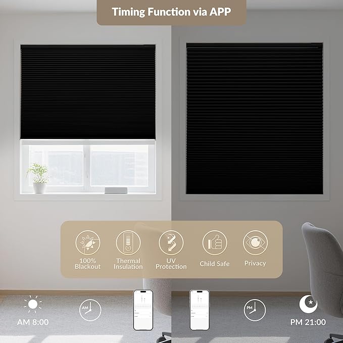 Boolegon No Drill Motorized Cellular Blinds - Image 4