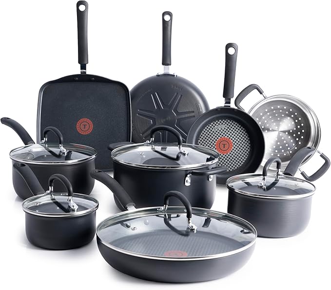 T-fal Ultimate Hard Anodized Nonstick Cookware Set 14 Piece, Oven Broiler Safe by T-falbrand