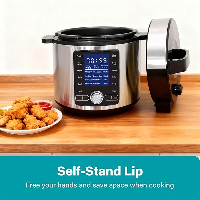 NEWBULIG 6.3 Quart Electric Pressure Cooker, Stainless Steel Multi Cooker - Image 3