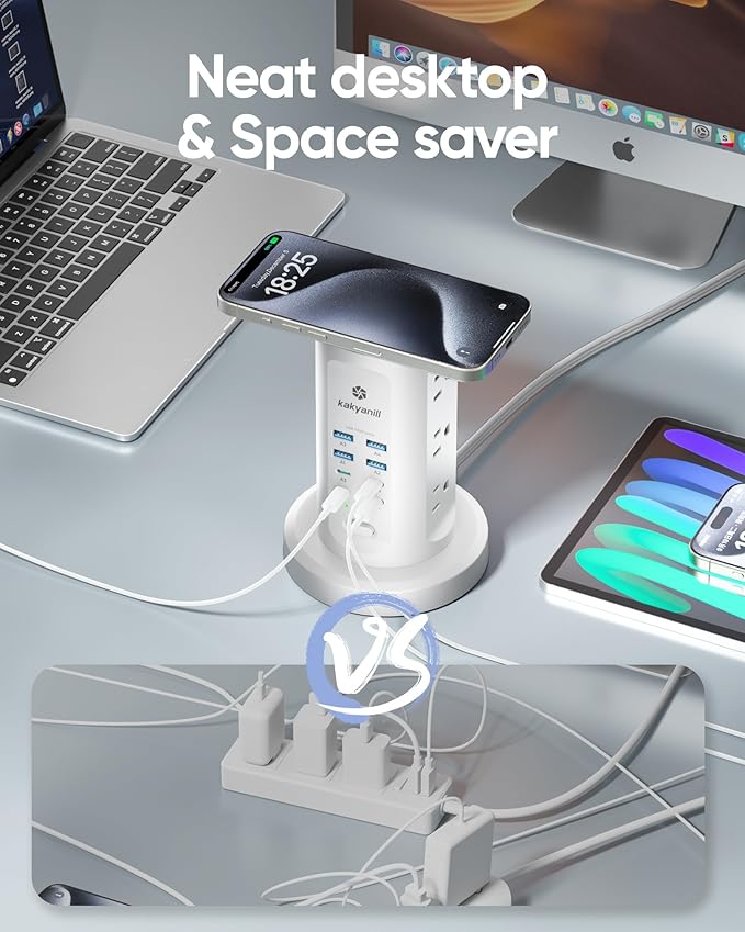 Kakyanill 115W USB Charging Station, Surge Protector Power Strip Tower - Image 6