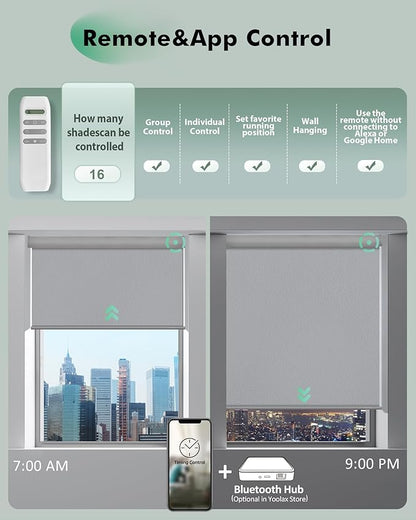 Yoolax Motorized Blinds with Remote, Automatic Roller Shades Cordless Electric - Image 4
