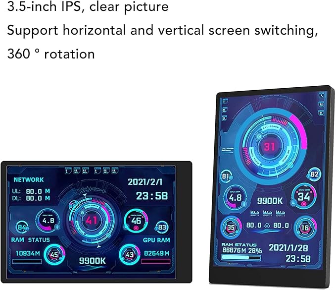 3.5in Computer Temp Monitor, PC Sensor Panel Display, PC CPU HDD Data Monitor - Image 4