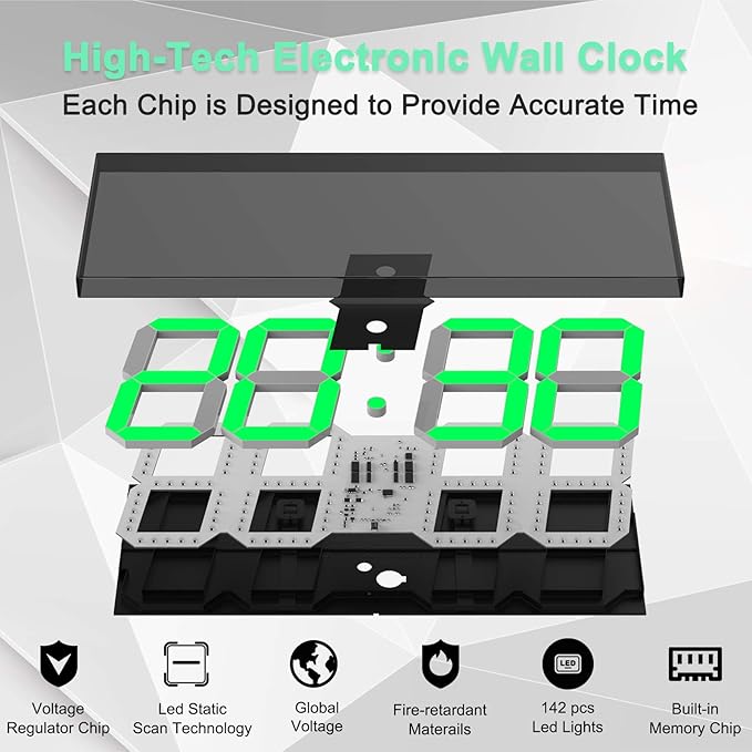 CHKOSDA LED Large Digital Wall Clock, Oversize Wall Clock - Image 6