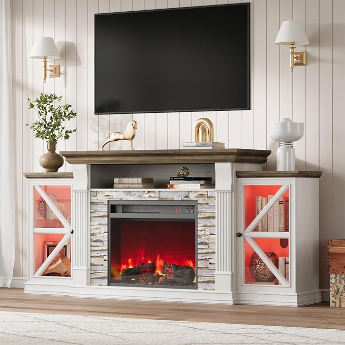 QUW Electric Fireplace TV Stand, Modern TV Console Table - Image 8