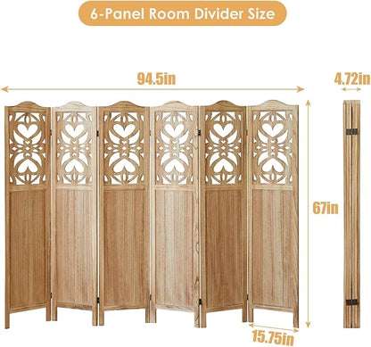 ALeesing 6 Panel Room Divider Fully Assembled, Carved Room Dividers and Folding - Image 2