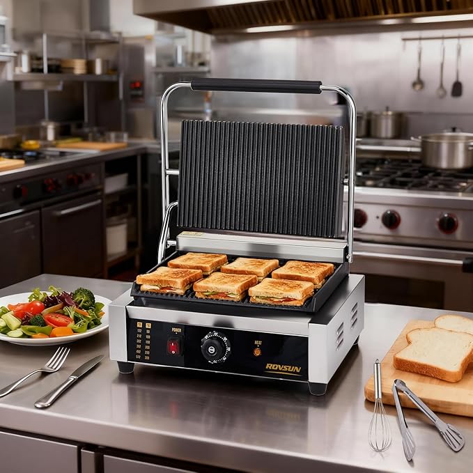 Bonnlo 811E Commercial Sandwich Make, 2200W Stainless Steel Countertop Panini - Image 5