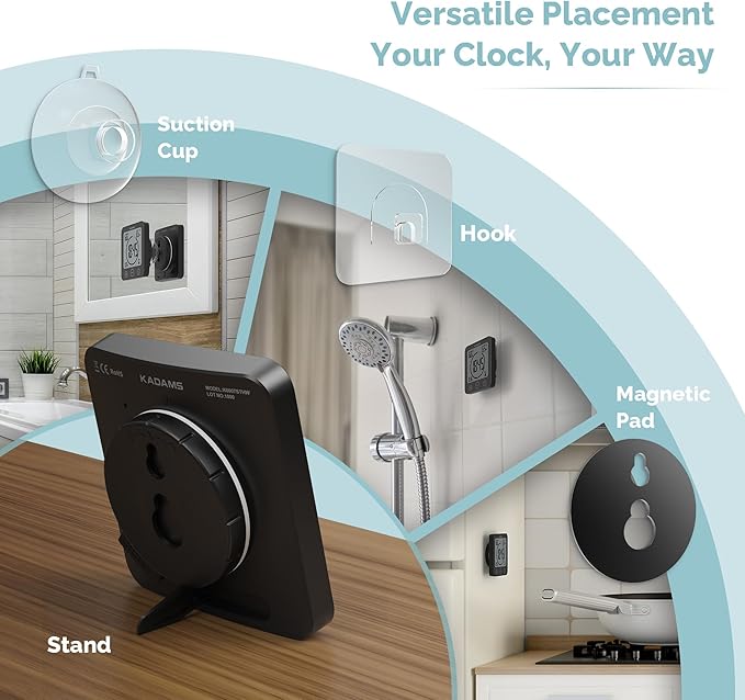 KADAMS Shower Clock Waterproof Bathroom Timer – Digital Wall Clock - Image 6