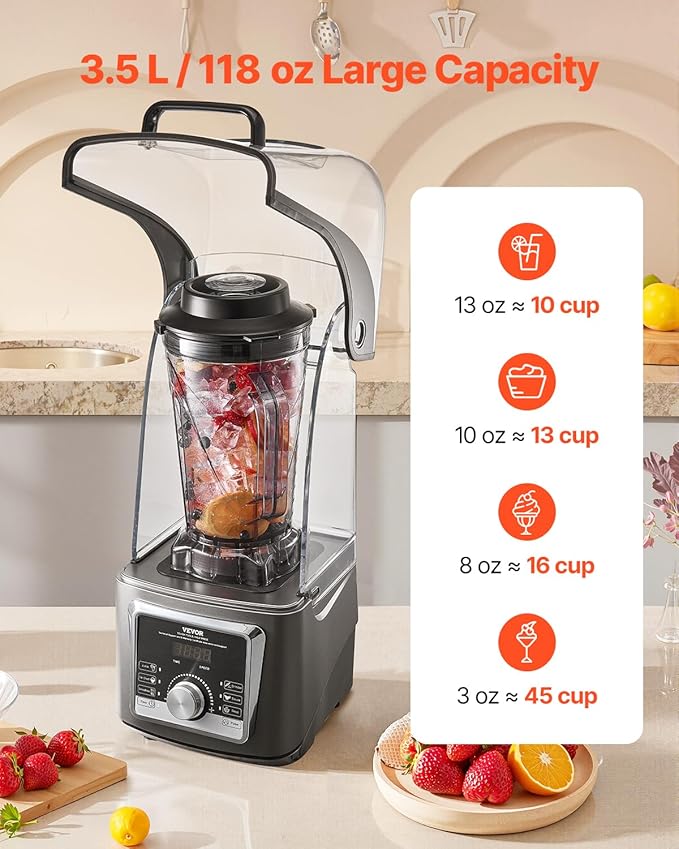 VEVOR Professional Blender for Smoothies, 118 oz 1400W, - Image 4