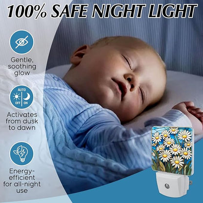 PODMemory Daisy Stained Glass Night Lights Plug into Wall - Image 5