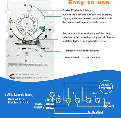 T101M Electromechanical Timer Switch Versatile Scheduling Manual Override - Image 3