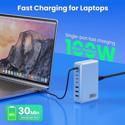 USB C Charger 300W USB C Charger Block 8-Ports GaN IV Fast Charging Station - Image 5