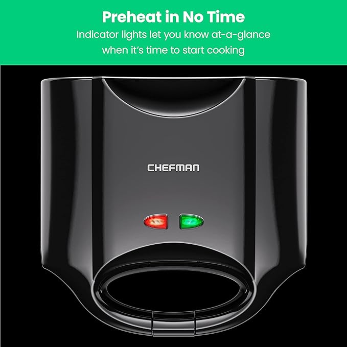 Chefman Portable Compact Grill, Dual Use Panini Press, Sandwich Maker, Electric - Image 6