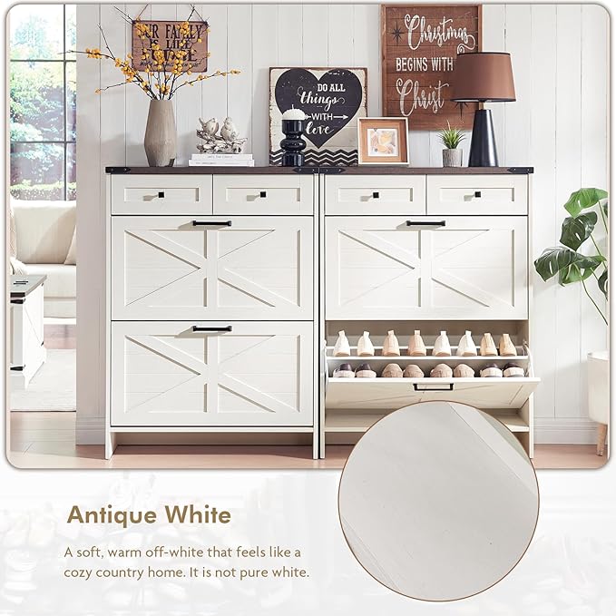 Shoe Storage Cabinet, Farmhouse Shoe Organizer - Image 5