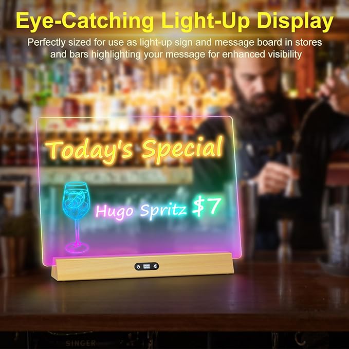 LED Note Board with Colors, Rechargeable 17-Inch Doodle Glow 9-Mode Light Up - Image 7