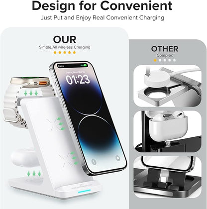 Wireless Charging Station, 3 in 1 Fast Wireless Charger Stand - Image 4