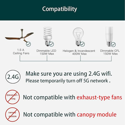 Humpptom Universal Ceiling Fan Remote Control, Ceiling Fan Wall Switch UC9050T - Image 6