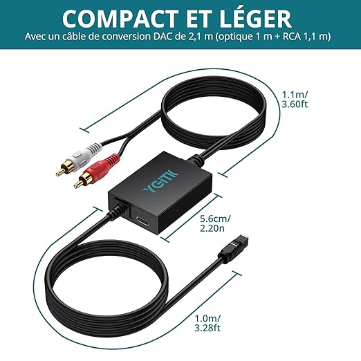 YGiTK Optical to RCA Adapter 192kHz DAC Digital to Analog Audio Converter - Image 5