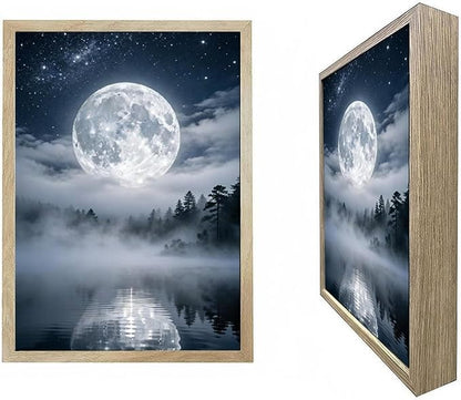 URVIP LED Glowing Photo Frame, 3D Starry-Sky Moon Lake Misty Forest Wall Art by URVIP