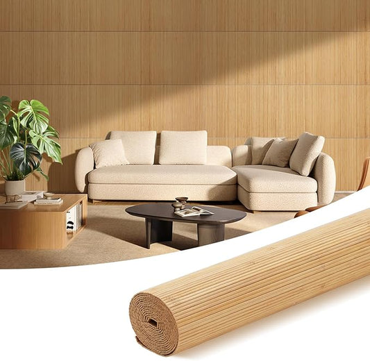 OUZUGIE 1 Pack 96x24 Inch Natural Bamboo Wall Panel – Twinned Carbides Pole by OUZUGIE