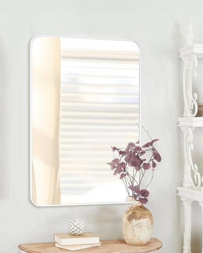 White Bathroom Mirror,24 x 36 Inch Rectangle Wall Mirror with Wood Frame | Vanity Modern Tempered Glass Mirror for Bedroom,Entryway,Living Room
