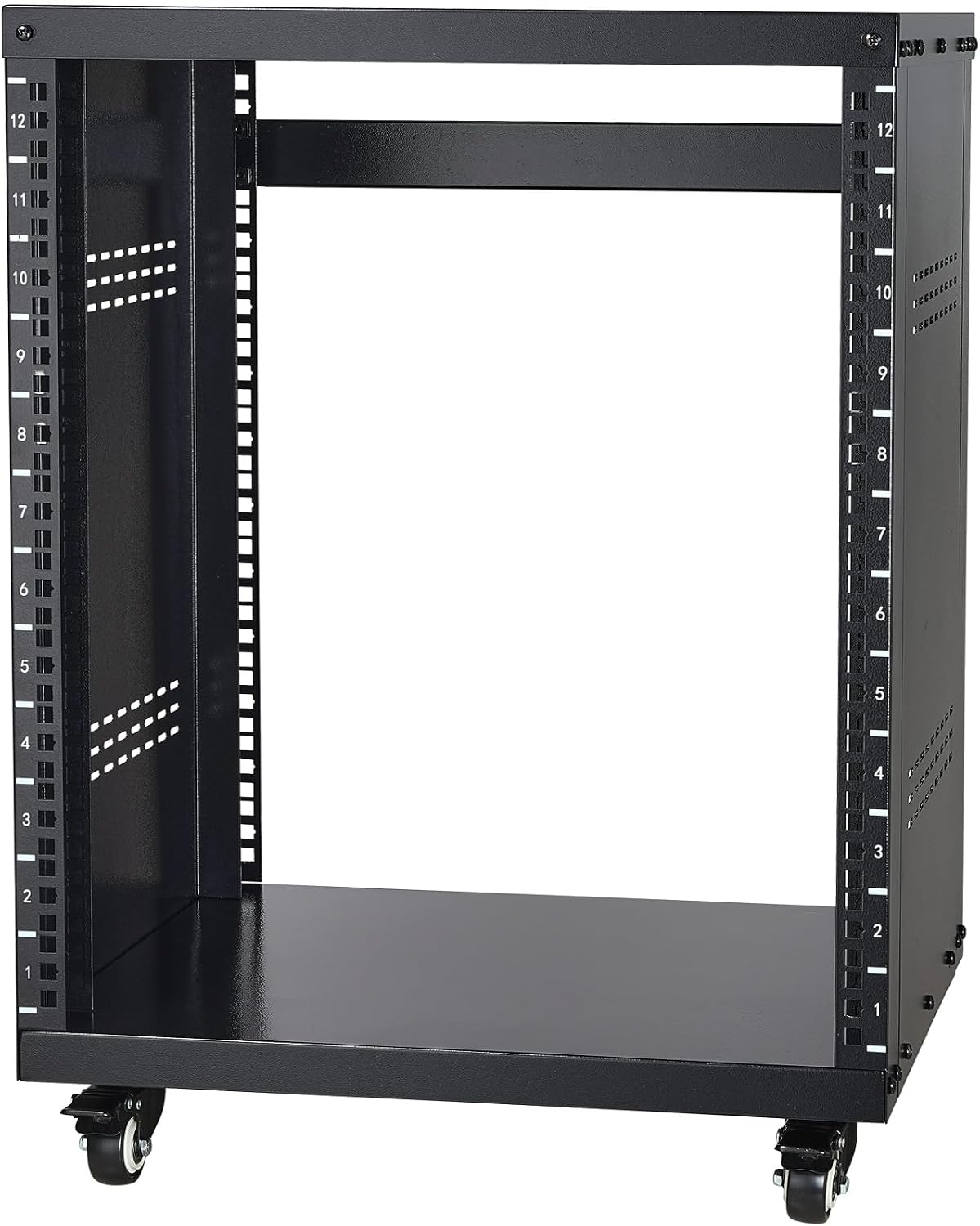 VEVOR 12U AV Rack Stand with Caster Wheels, Component Rack Cabinet Recording ...