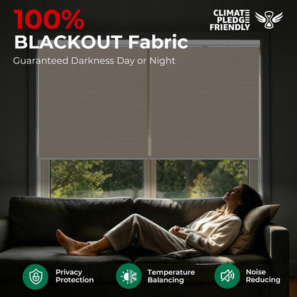Allesin Top Down Bottom Up Cordless Cellular Shades,Thermal Insulation Honeycomb Blinds for Indoor Windows,Blackout (Beige-no Drill,39"x64")