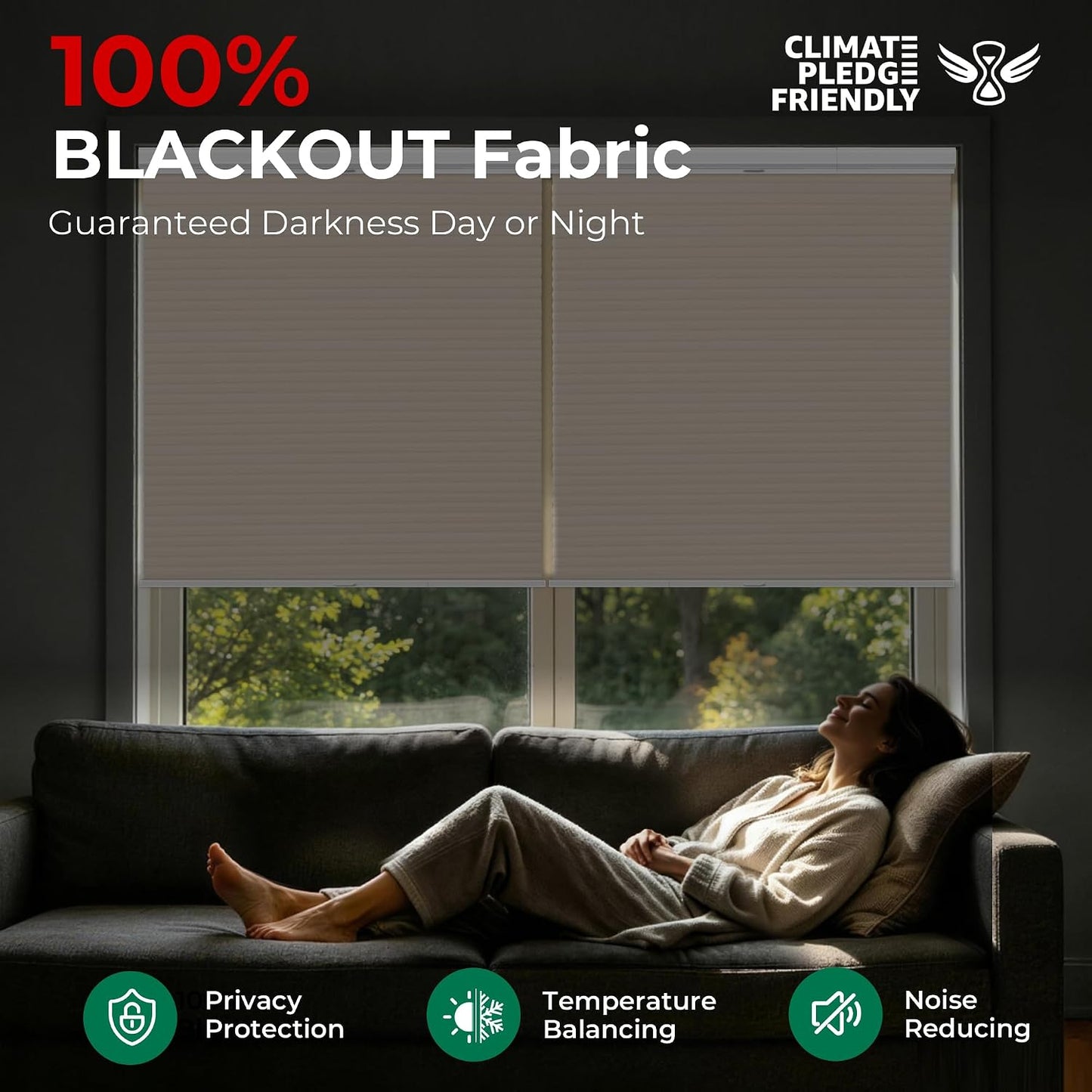 Allesin Top Down Bottom Up Cordless Cellular Shades,Thermal Insulation Honeycomb Blinds for Indoor Windows,Blackout (Beige-no Drill,30"x64")