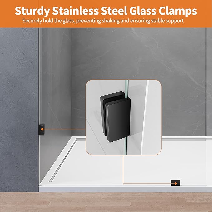 Shower Glass Panel, Frameless Walk in Shower Door - Image 3