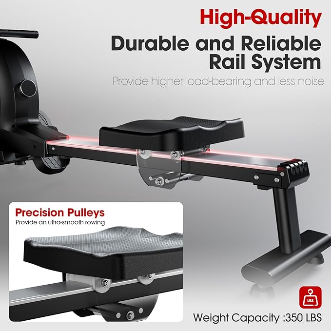 Rowing Machine for Home, Magnetic Rower Machine, 350 LB Weight Capacity - Image 5