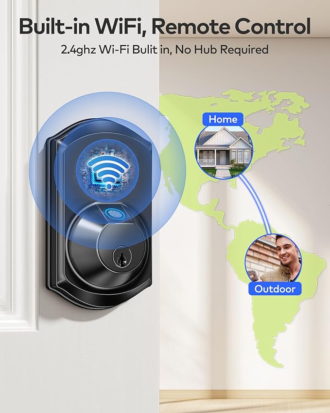 TEEHO TE012W WiFi Smart Lock, Fingerprint Door Lock - Image 2