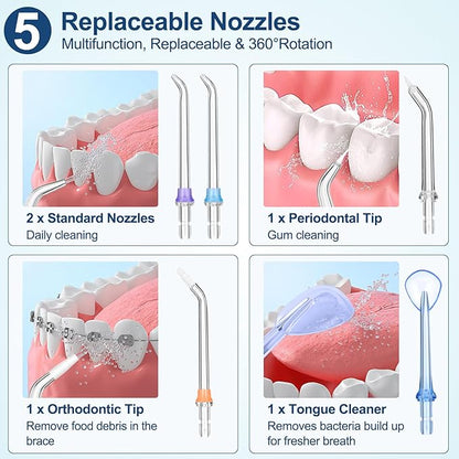 Dental Flosser with 5 Modes, Cordless Travel Dental Flosser, Rechargable - Image 6