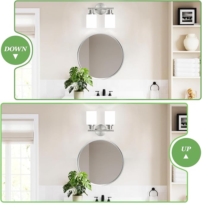 Guliaofo 2-Light Vanity Lights, Brushed Nickel Bathroom Light Fixture - Image 4