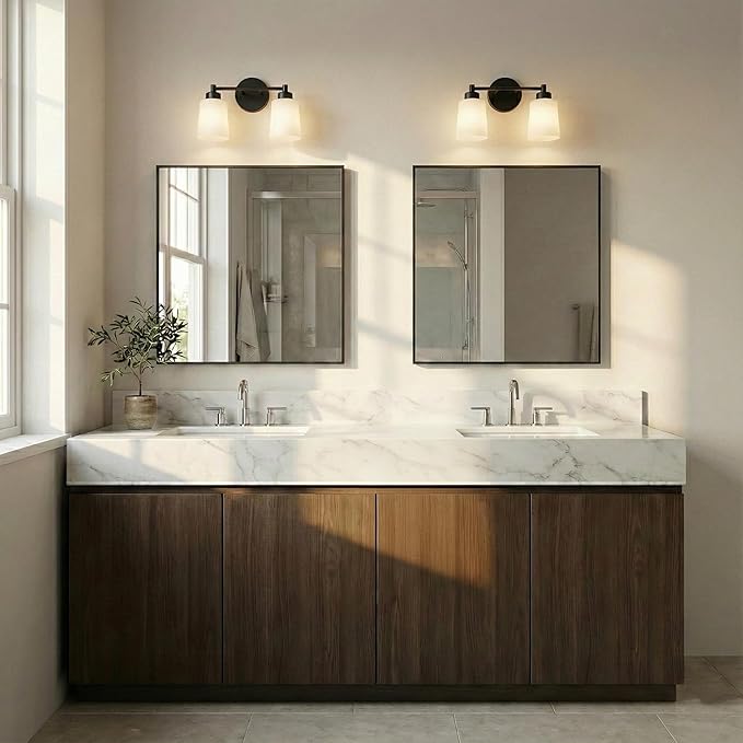30''x30'' Square Black Bathroom Mirror, Matte Metal Framed Wall Mirror - Image 8