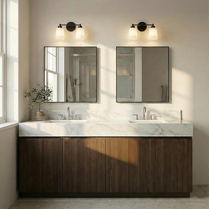 30''x30'' Square Black Bathroom Mirror, Matte Metal Framed Wall Mirror - Image 8