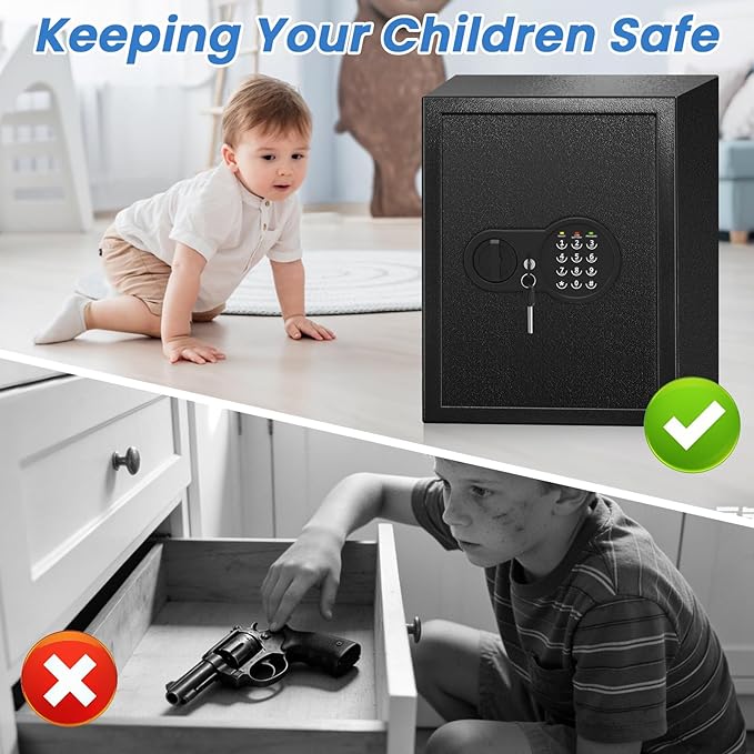 Safe Box with Fireproof Waterproof Bag, Home Safe with Keys & Pass Code & Wall - Image 9