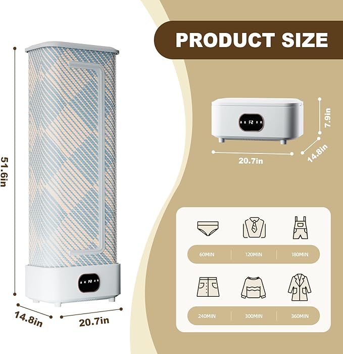 Portable Clothes Dryer, 1000W Foldable Automatic Drying Machine - Image 2