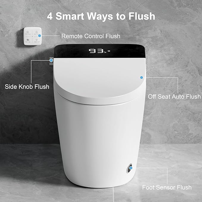 Smart Toilet with Elongated Heated Seat, Auto Flush, Manual Soft-Close Seat & - Image 4